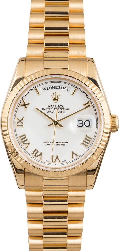 buy used rolex president gold 36mm day date|rolex day date president 118238.